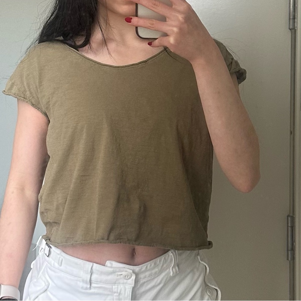 pull & bear green crop top, size S
